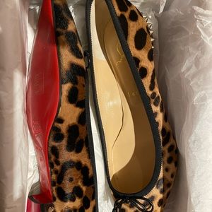 Authentic Christian Louboutin Leopard Hall Spiked Flats